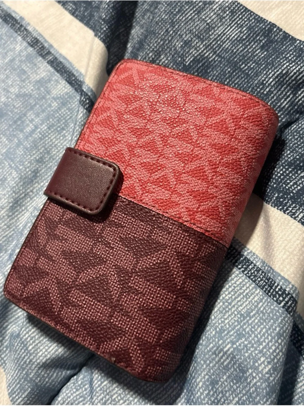Michael Kors Two-Tone Red and Burgundy Signature Wallet